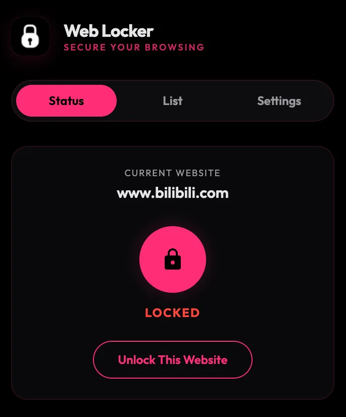 fig. ii — the popup · extension popup · quick lock toggle